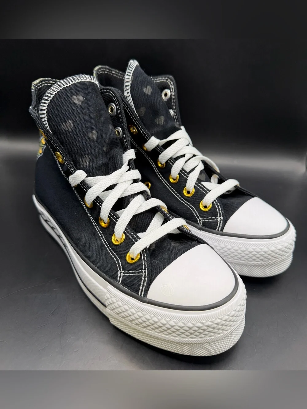 Converse- All Star, Womens-Black High-Top Sneakers/White Laces-Size:6 - Picture 2 of 7